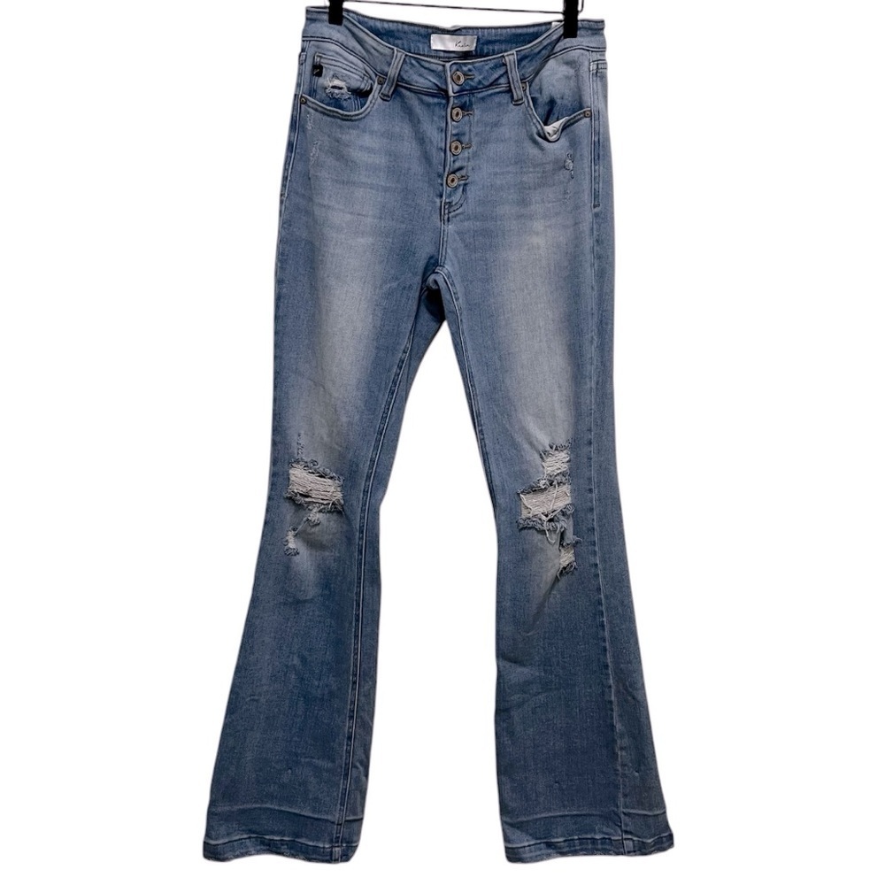 KANCAN Light Wash Distressed Button Fly High Rise Jeans Size 13 / 30